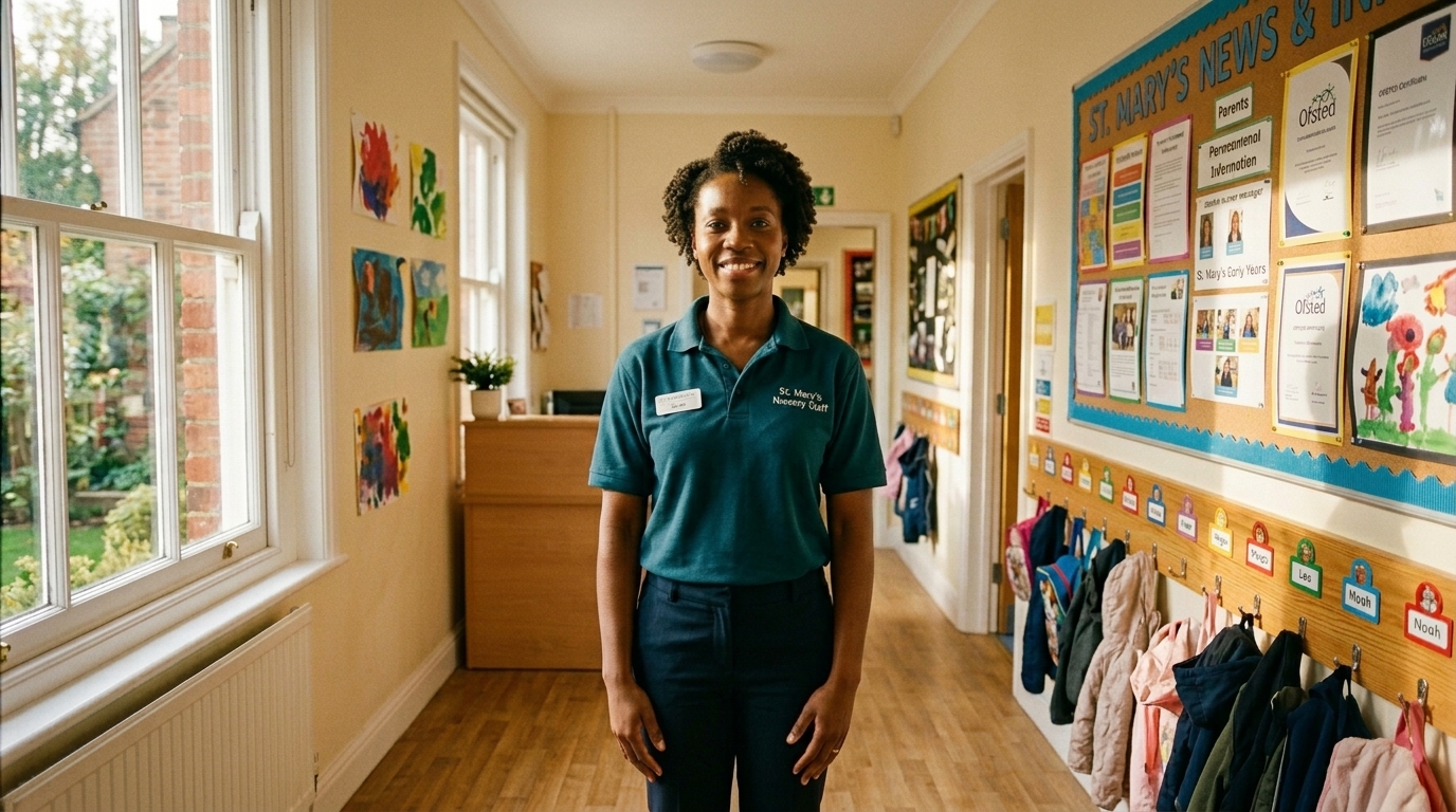 Nursery manager in corridor