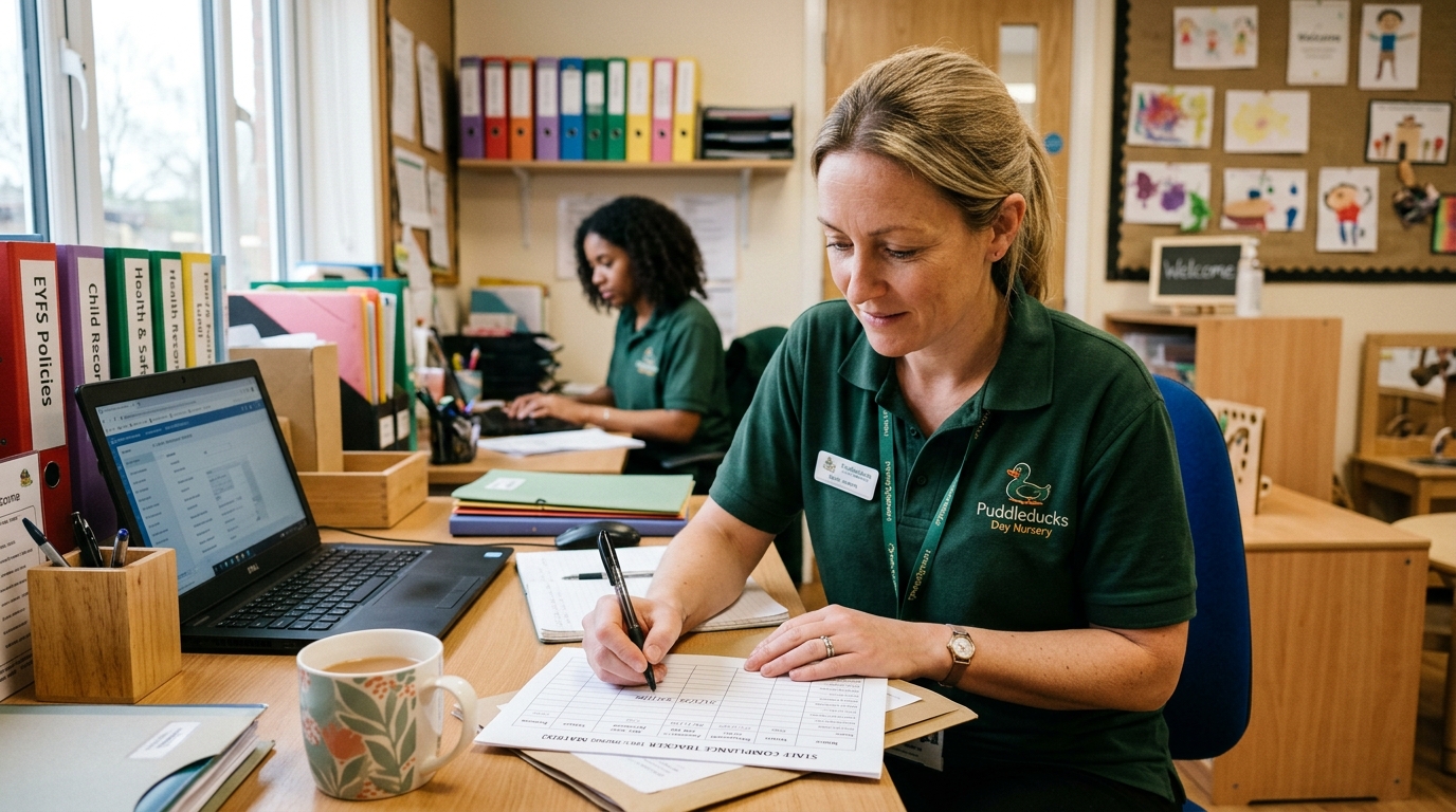 Nursery lead updating compliance records