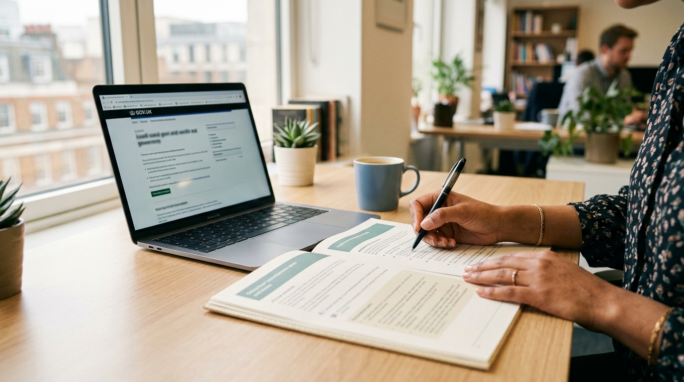 Consultant reviewing government guidance for sponsor licence